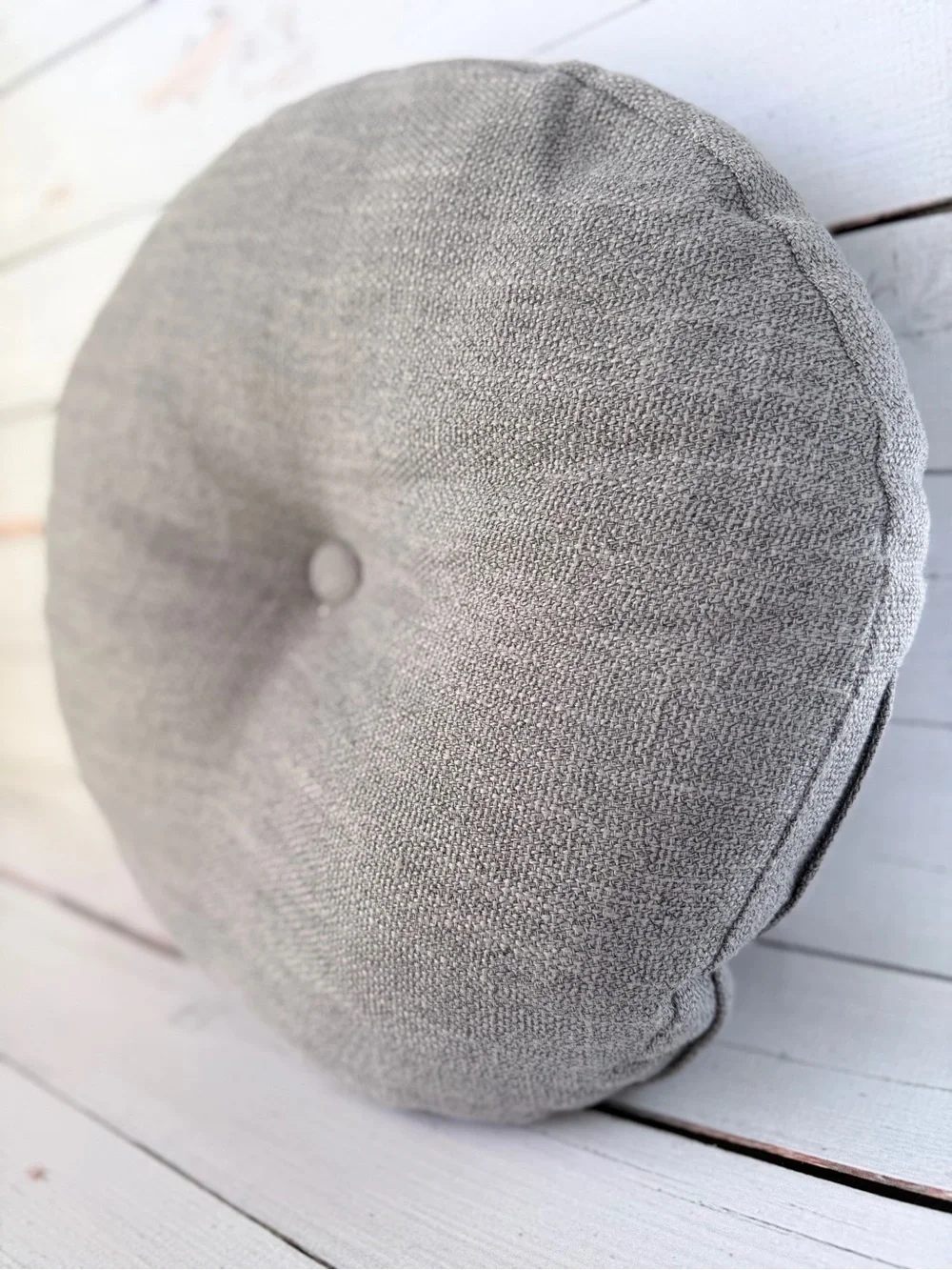 Gray Round Button Accent Pillow - Brand: